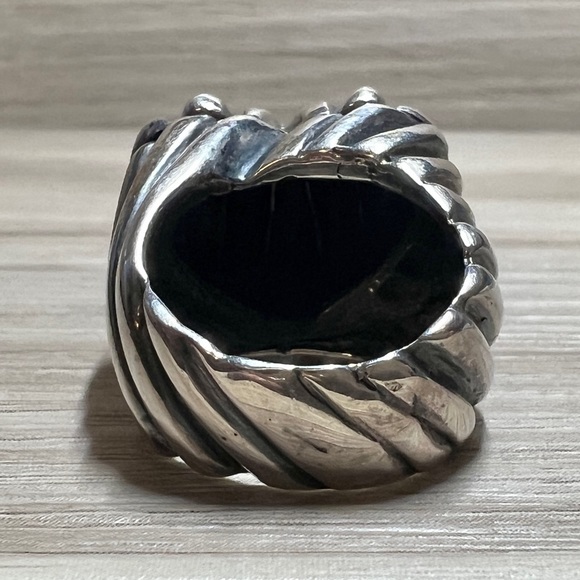 Vintage Designer Dian Malouf Sterling Silver Ribbed Chunky Heart Ring, Size 5.5 - Picture 4 of 13